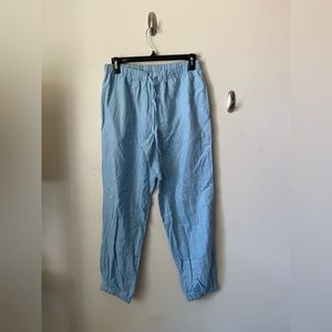 High waist knot blue trousers